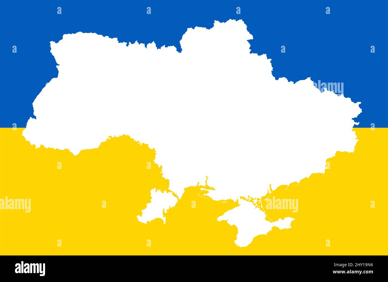eps-Vektor-Illustration mit Silhouette des Landes ukraine mit Länderfarben Stockfoto