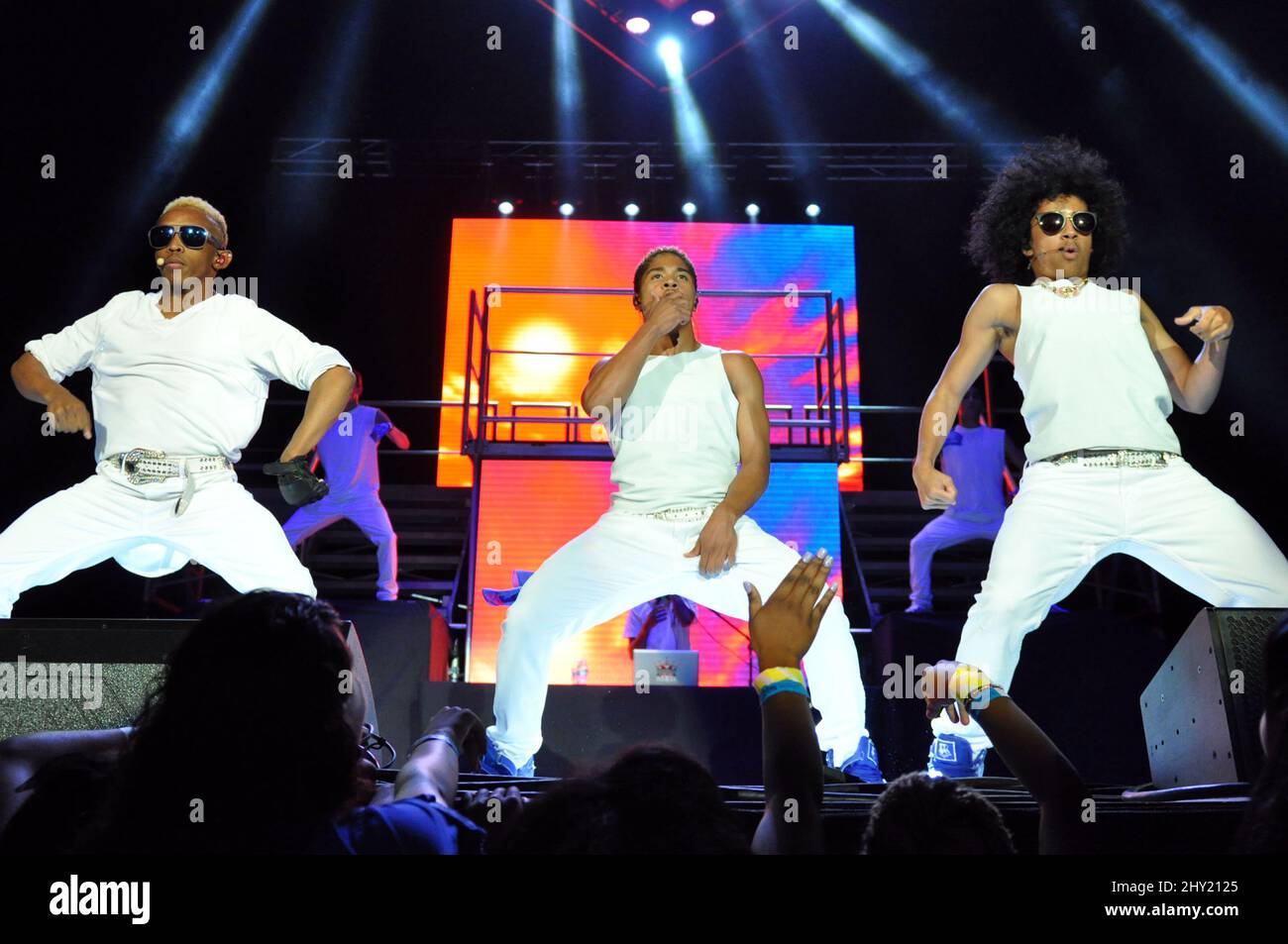 Mindless Behavior bei der All Around the World Tour in Portsmouth, Virginia. Stockfoto