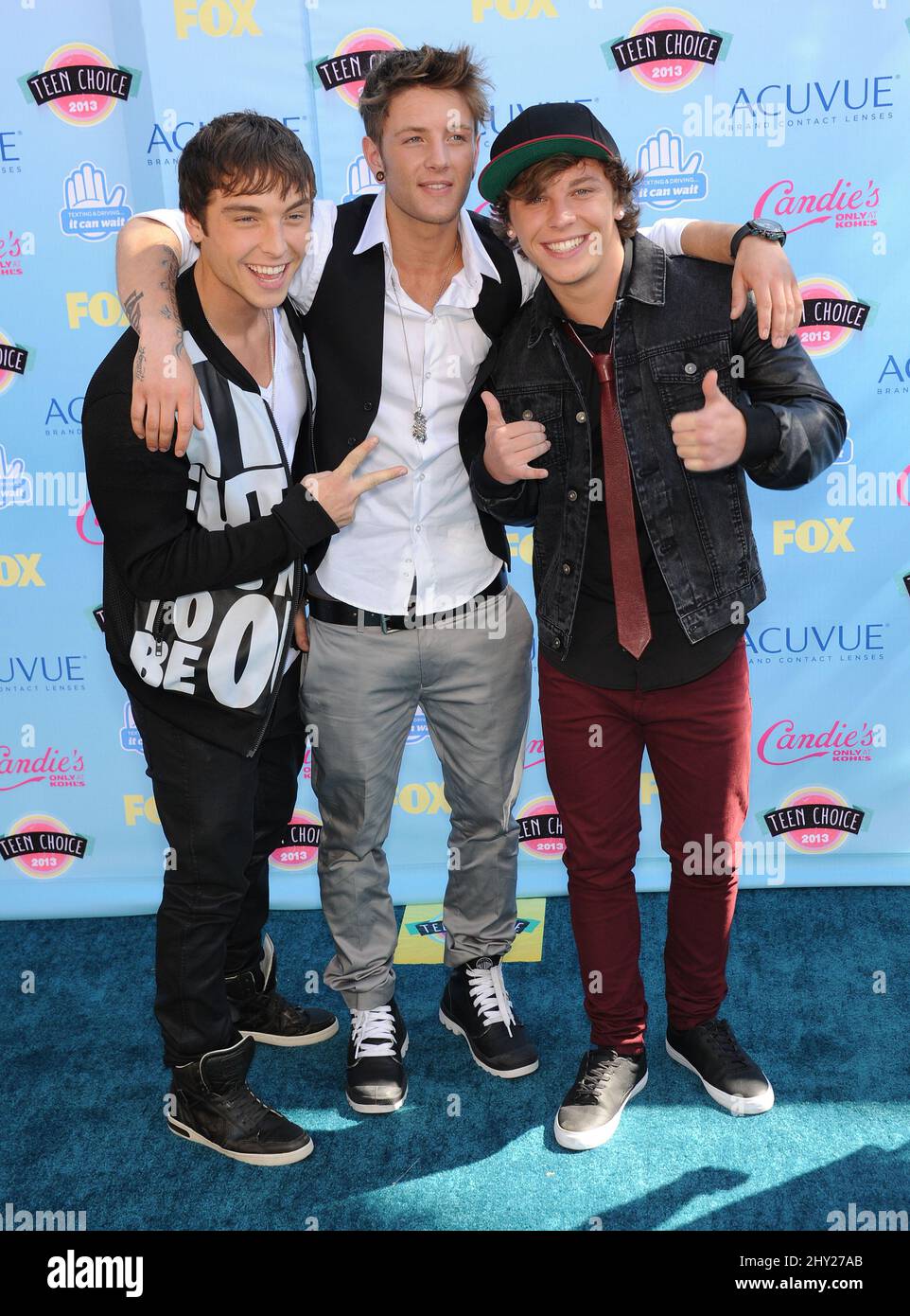 emblem3 nimmt am 11.. August 2013 an den Teen Choice Awards 2013 in Universal City, Los Angeles Teil. Stockfoto