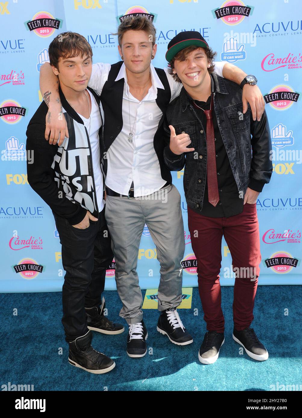 emblem3 nimmt am 11.. August 2013 an den Teen Choice Awards 2013 in Universal City, Los Angeles Teil. Stockfoto