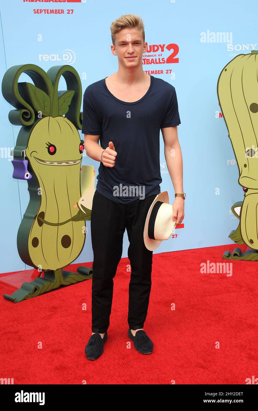 Cody Simpson bei der Premiere von „Cloudy with A Chance of Meatballs 2“ in Los Angeles, Kalifornien. Stockfoto