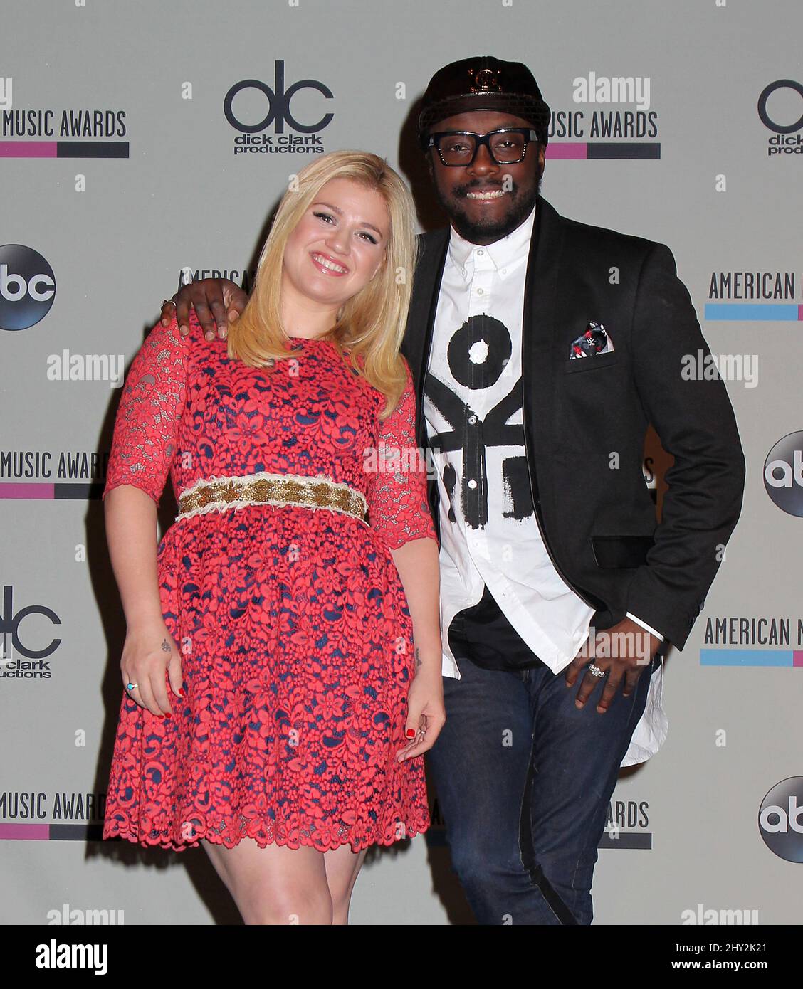 10. Oktober 2013 New York City, NY Kelly Clarkson und will.i.am 2013 American Music Awards Nominierungen bei B.B. King's Blues Club & Grill am Times Square Stockfoto