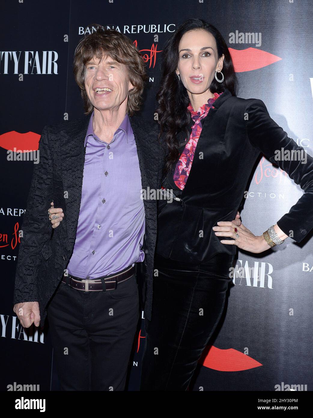 Mick Jagger und L'Wren Scott nahmen an der Lancierung der Banana Republic L'Wren Scott Collection im Chateau Marmont in Los Angeles, Kalifornien, Teil. Stockfoto