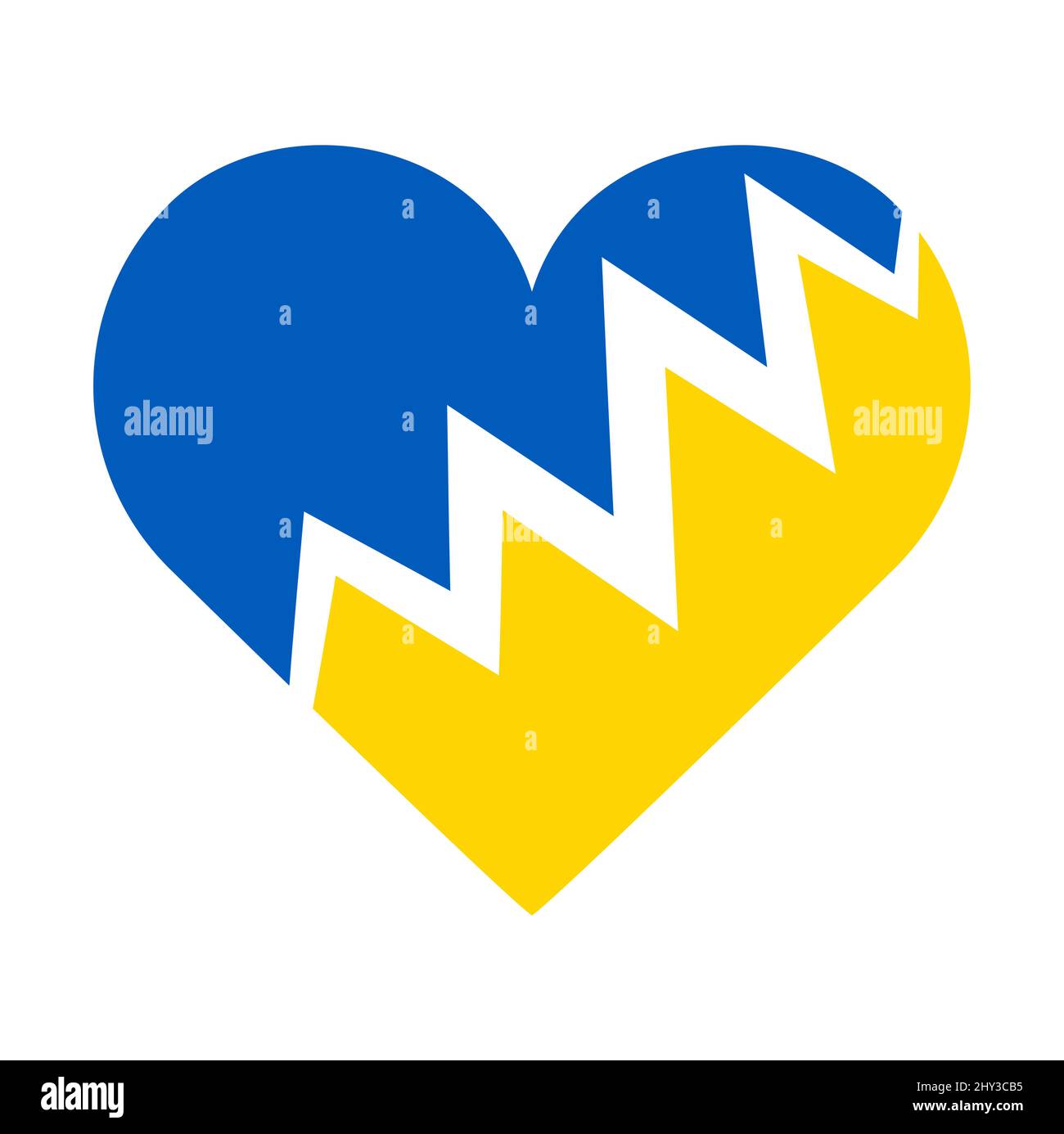 eps-Vektor-Illustration mit Land ukraine Nationalfarben Herz, in zwei Teilen für das Gebet für die ukraine gebrochen Stock Vektor