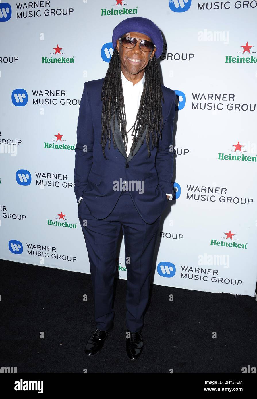 Nile Rodgers nimmt an der jährlichen Grammy Party der Warner Music Group Teil, die im Sunset Tower Hotel, Los Angeles, stattfindet Stockfoto