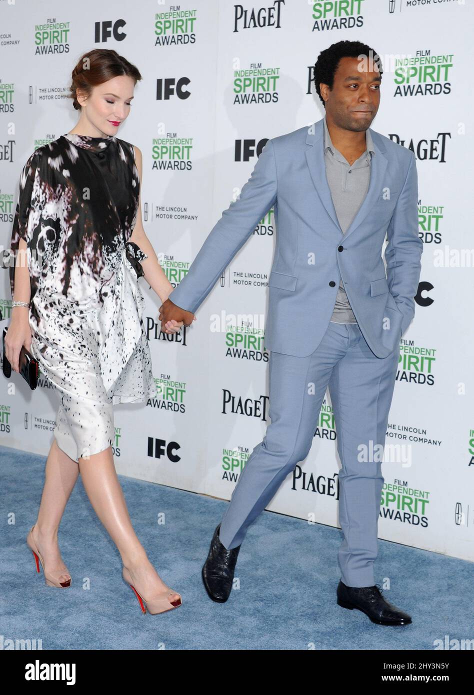 Chiwetel Ejiofor und Sari Mercer nehmen an den Film Independent Spirit Awards 2014 Teil Stockfoto