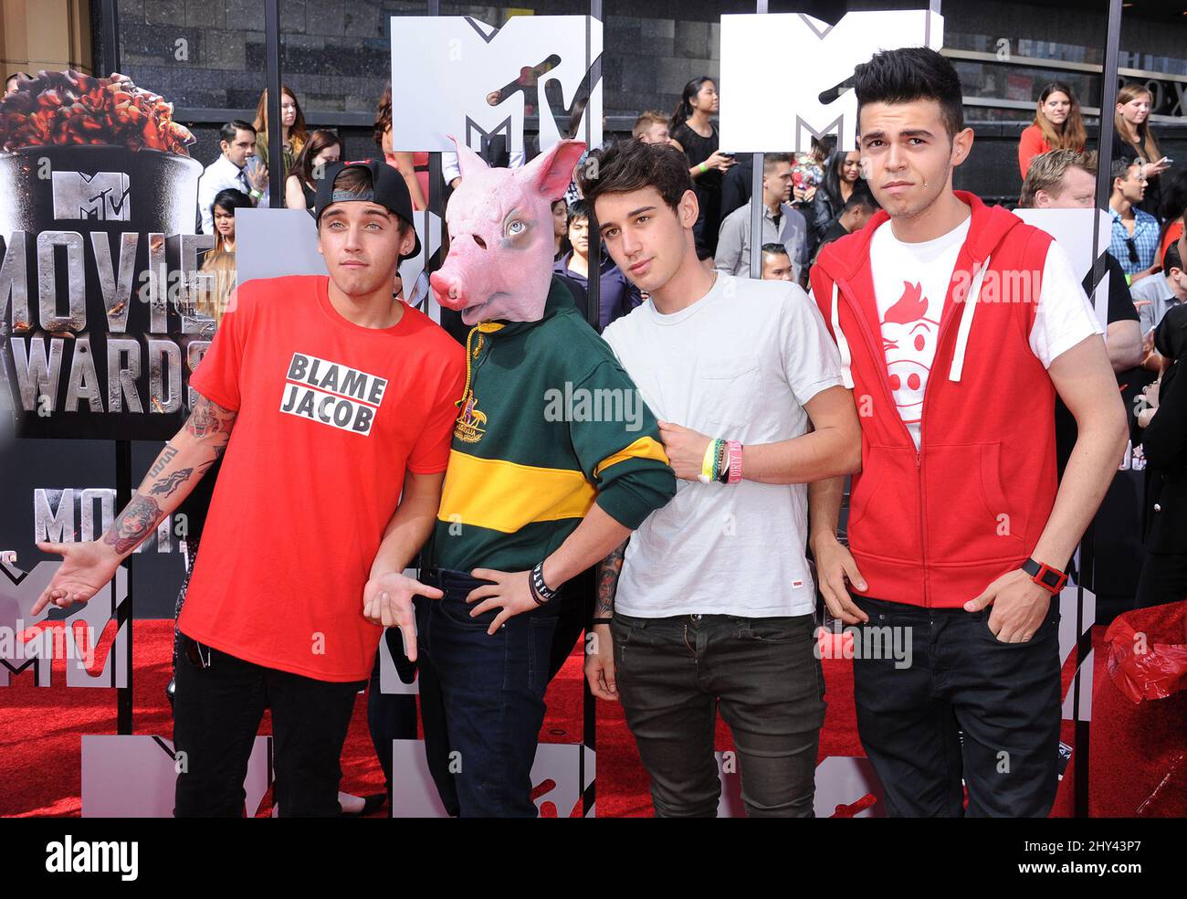 Janoskianer, die an den MTV Movie Awards 2014 in Los Angeles, Kalifornien, teilnehmen. Stockfoto