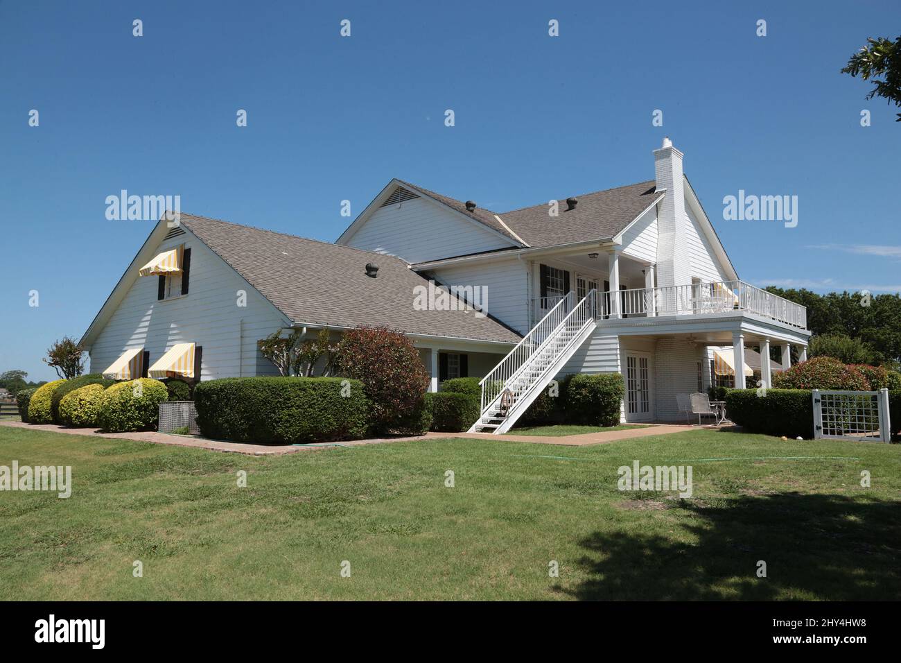 Ein allgemeiner Blick auf die Southfork Ranch, aus der CBS Television Series 'Dallas', in Parker, Texas. Stockfoto