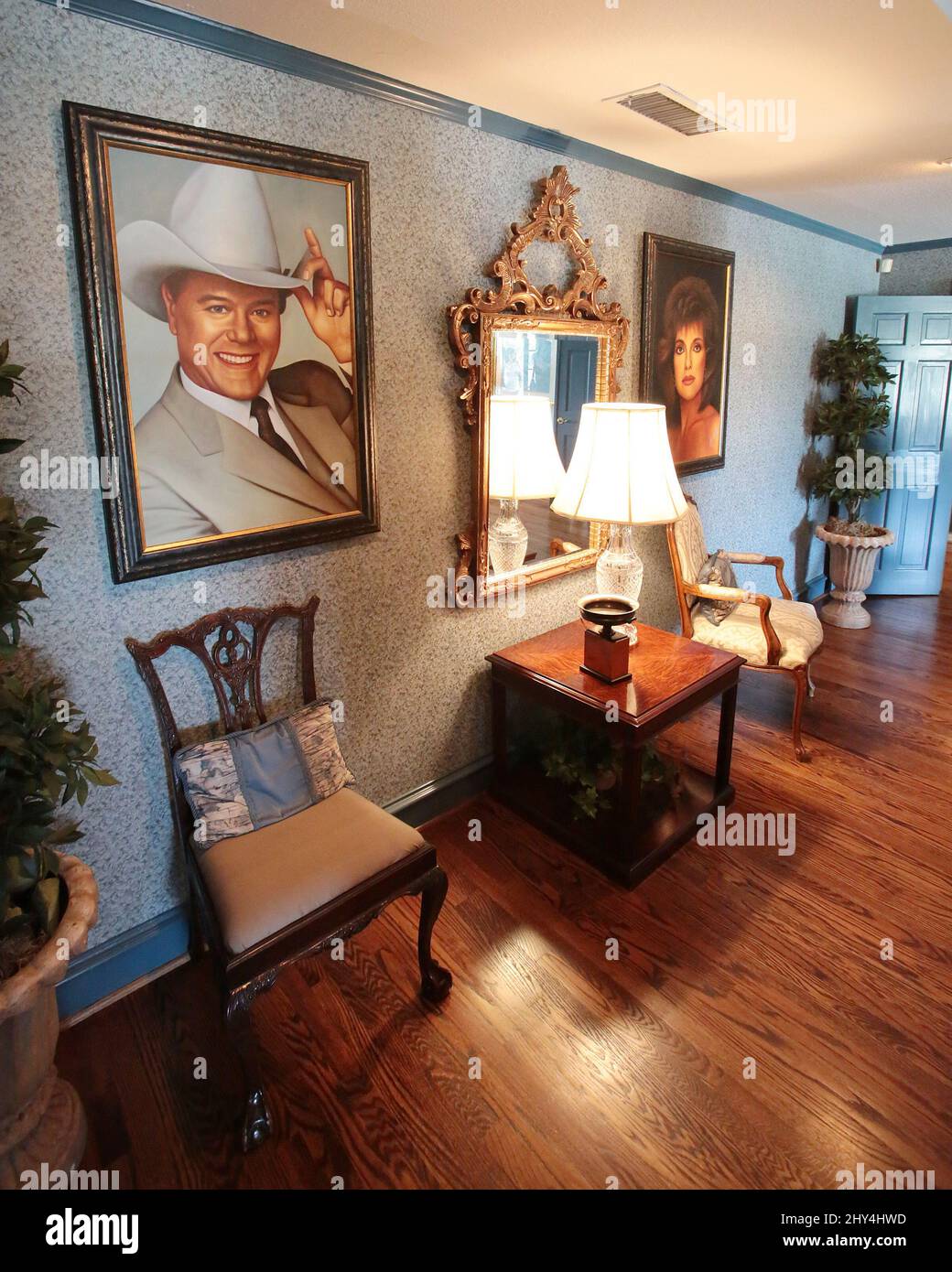 Ein allgemeiner Blick auf die Southfork Ranch, aus der CBS Television Series 'Dallas', in Parker, Texas. Stockfoto