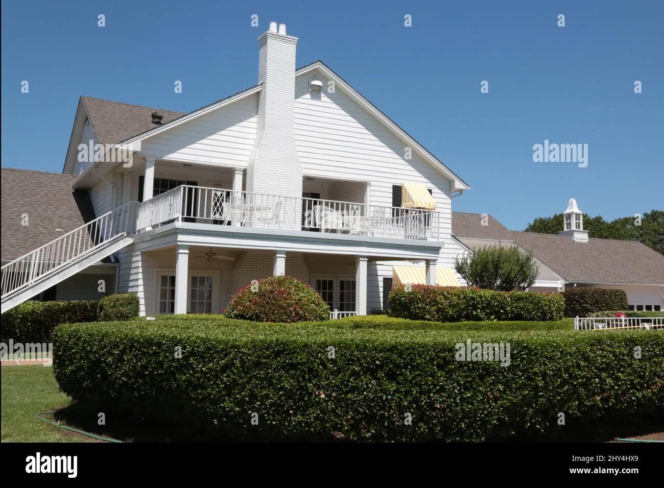 Ein allgemeiner Blick auf die Southfork Ranch, aus der CBS Television Series 'Dallas', in Parker, Texas. Stockfoto