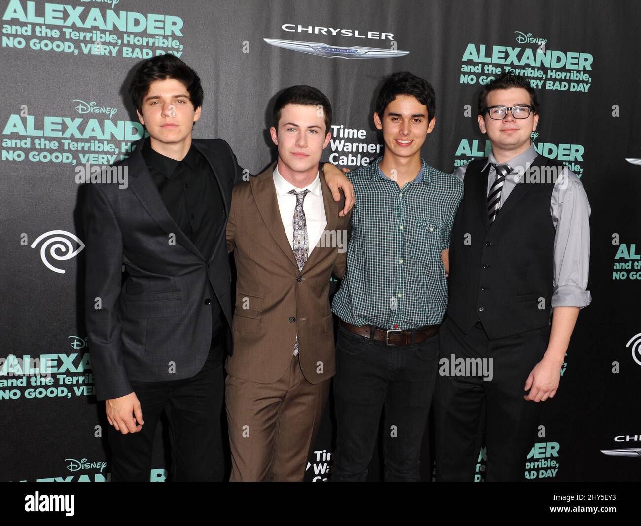 Dylan Minnette nimmt an der Premiere „Alexander and the terrible, Horrible, No Good, Very Bad Day“ in Los Angeles Teil Stockfoto