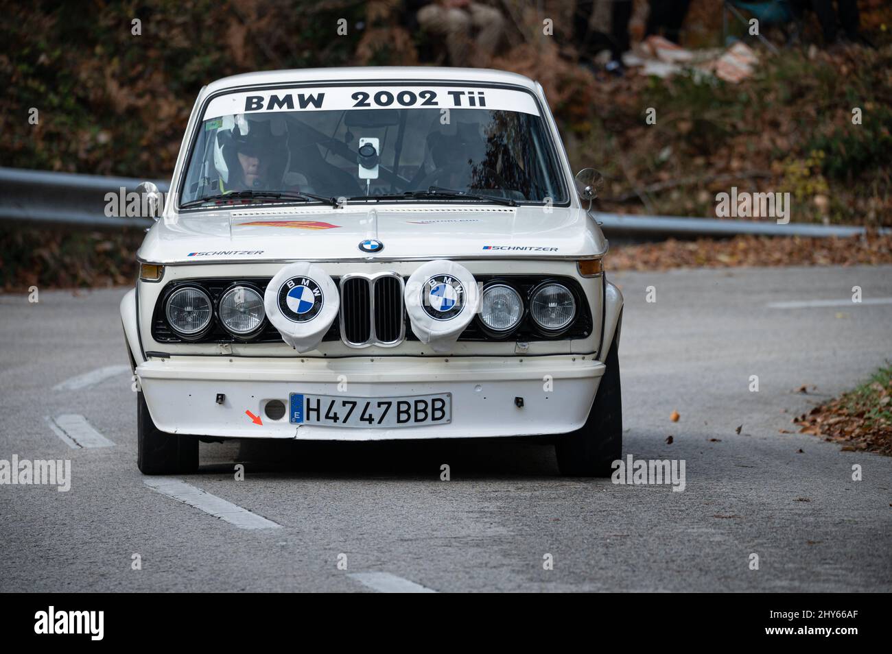69. Ausgabe der Costa Brava Rallye BMW 2002 TI Stockfoto