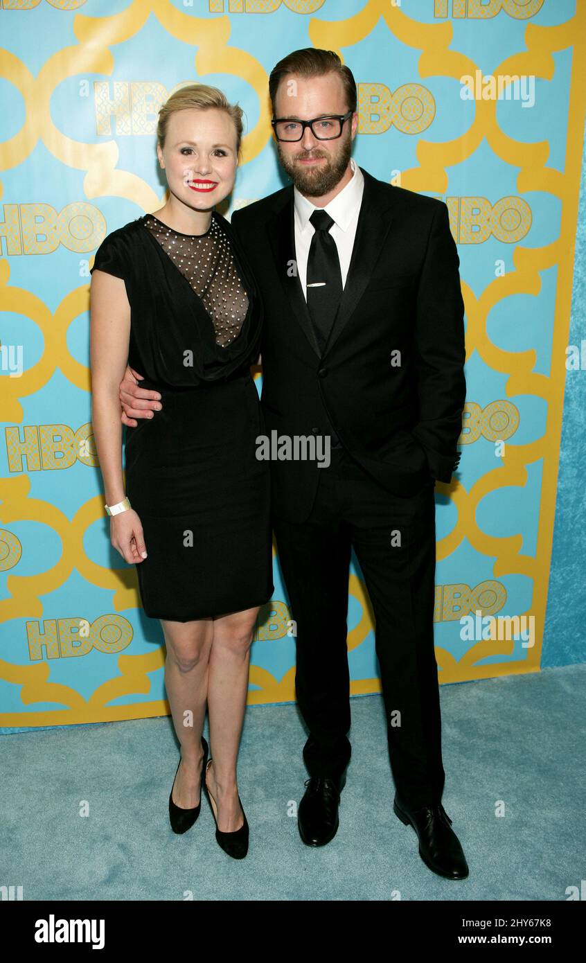 Alison pill (links) und Joshua Leonard nehmen an der HBO After Party für die Golden Globe Awards 2015, circa 55 Restaurant im Beverly Hilton Hotel, 11. Januar 2015 Beverly Hills, CA, Teil. Stockfoto