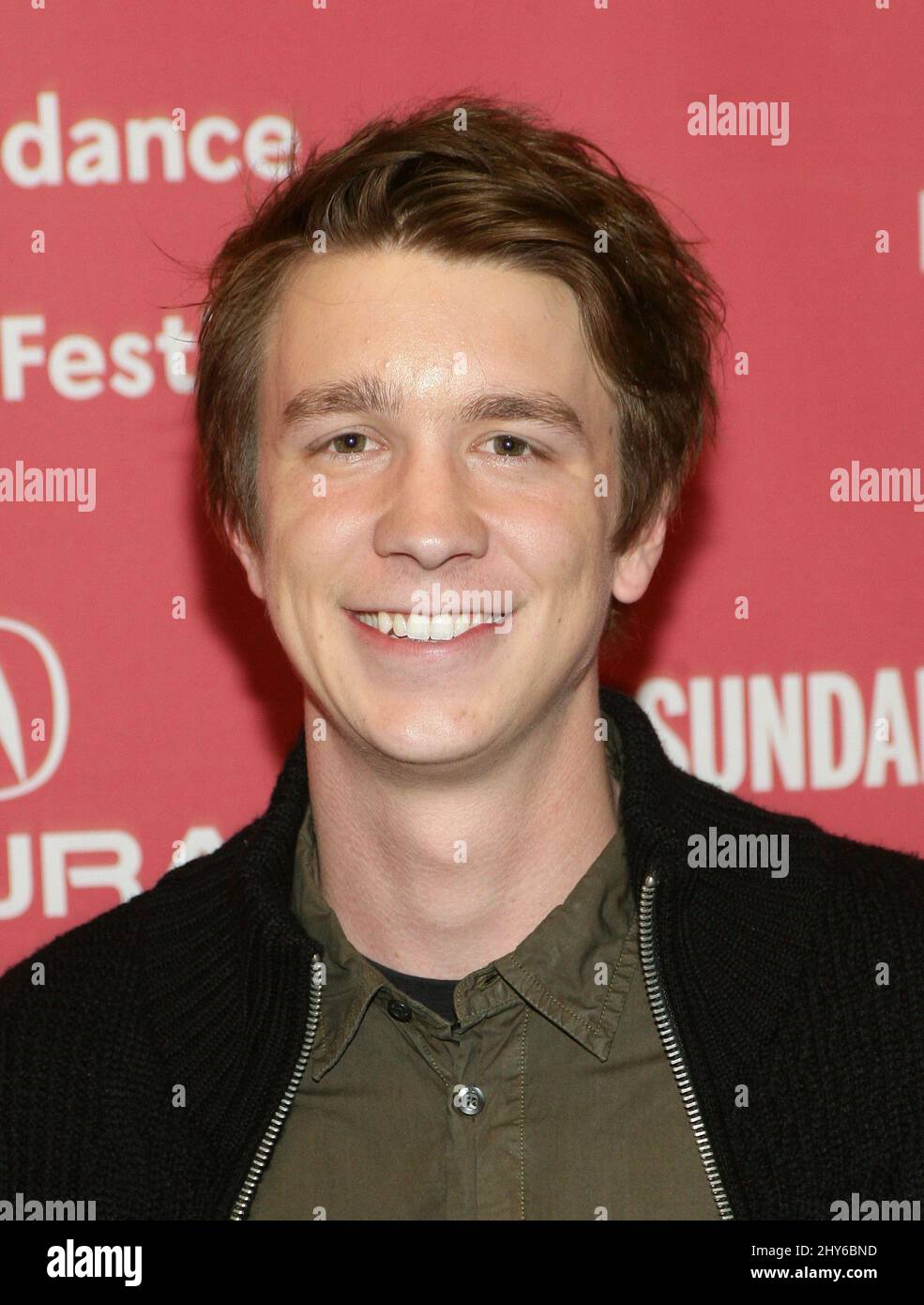 Thomas Mann, der 2015 beim Sundance Film Festival Premiere des STANFORD PRISON EXPERIMENTS im Eccles Theatre teilnahm Stockfoto