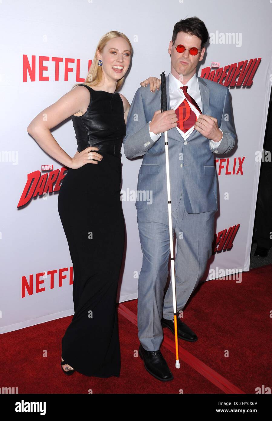Deborah Ann Woll, E.J. Scott bei der Premiere von „Daredevil“ in Los Angeles Stockfoto