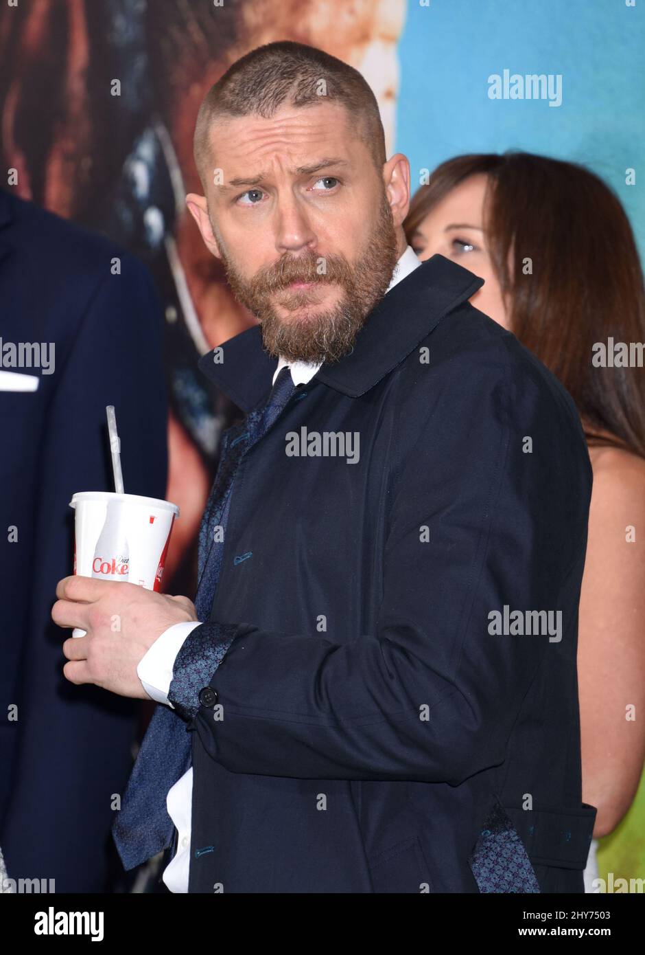 Tom Hardy nimmt an der Premiere von „Mad Max:Fury Road“ im TCL Chinese Theatre Teil Stockfoto