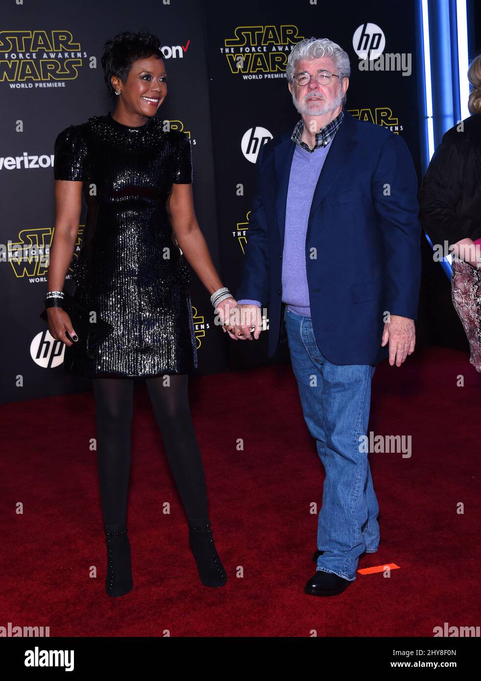 George Lucas bei der Premiere von Star Wars: The Force Awakens Stockfoto