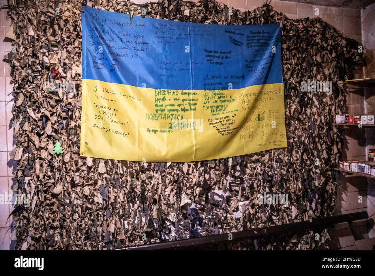 Krieg in der Ostukraine Brokem Landaufenthalt Stockfoto