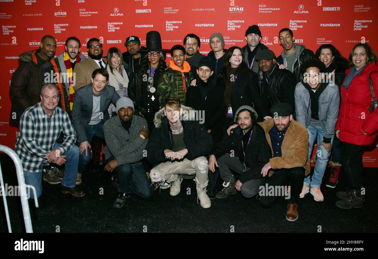 (Stehend) Charles King, Blake Pickens, Stephen Love Jr., Gast, bei der Premiere von „The Land“ beim Sundance Film Festival 2016 Stockfoto