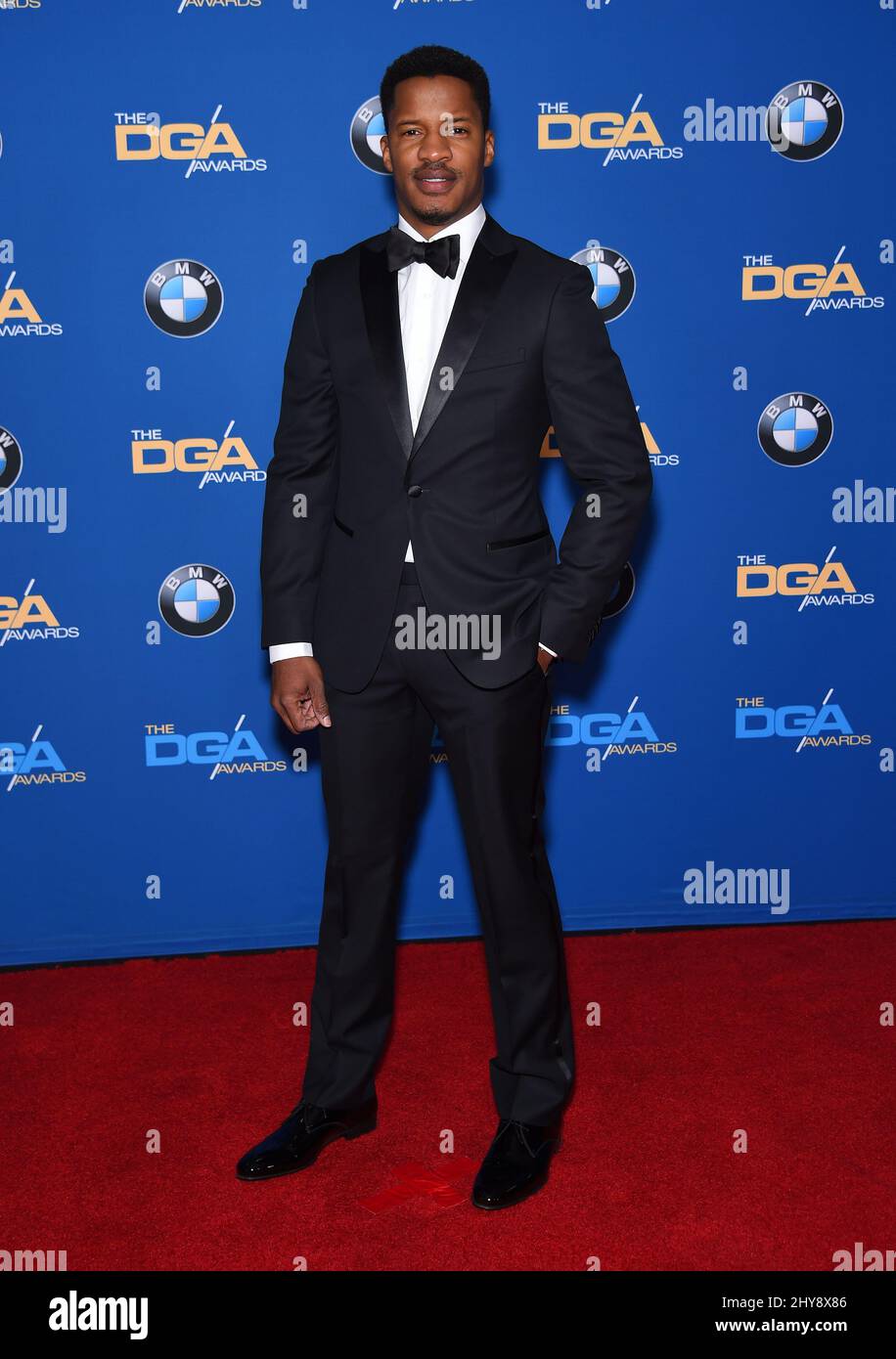 Nate Parker nimmt an den Directors Guild Awards 2016 im Hyatt Regency Century Plaza in Century City, Kalifornien, Teil. Stockfoto