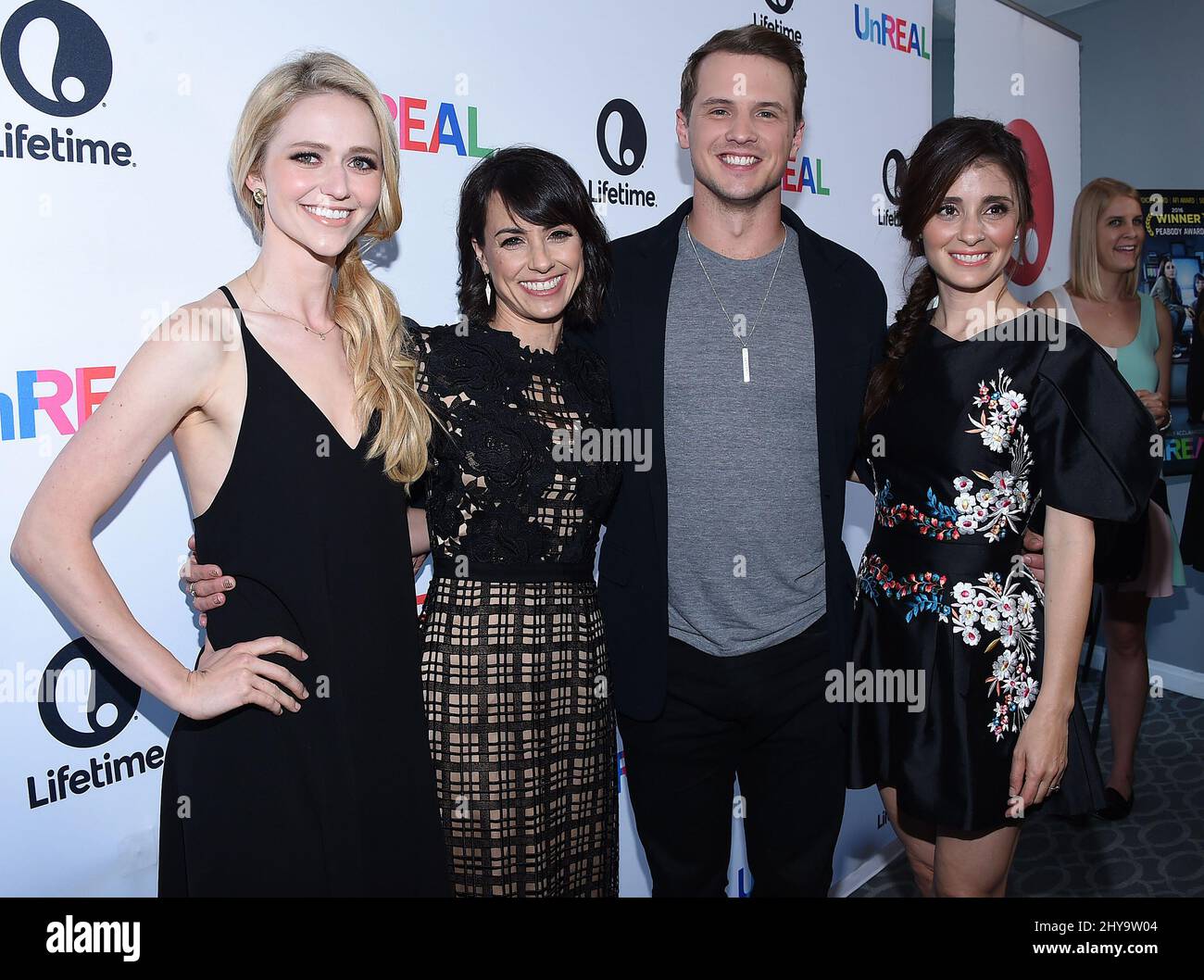 Johanna Braddy, Constance Zimmer, Freddie Stroma & Shiri Appleby nahmen an der unwirklichen FYC ATAS-Veranstaltung im Harmony Gold Theatre in Los Angeles, Kalifornien, Teil. Stockfoto