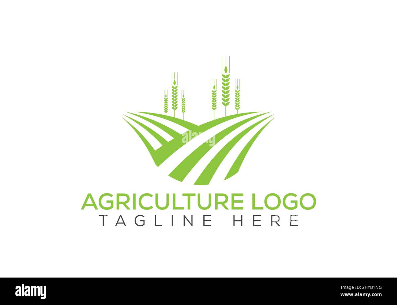 Vorlage Für Logo-Emblem Für Die Landwirtschaft. Farmland Agro Farm, Agrarwirtschaft, Öko-Farm Zeichen mit Sonne und landwirtschaftliches Feld Symbol Stock Vektor