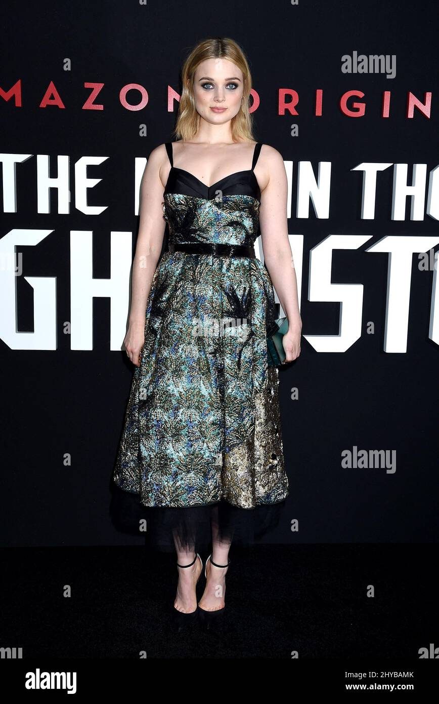 Bella Heathcote nahm an der Premiere von „The man in the High Castle“ von Amazon Teil, die im Pacific Design Center stattfand Stockfoto