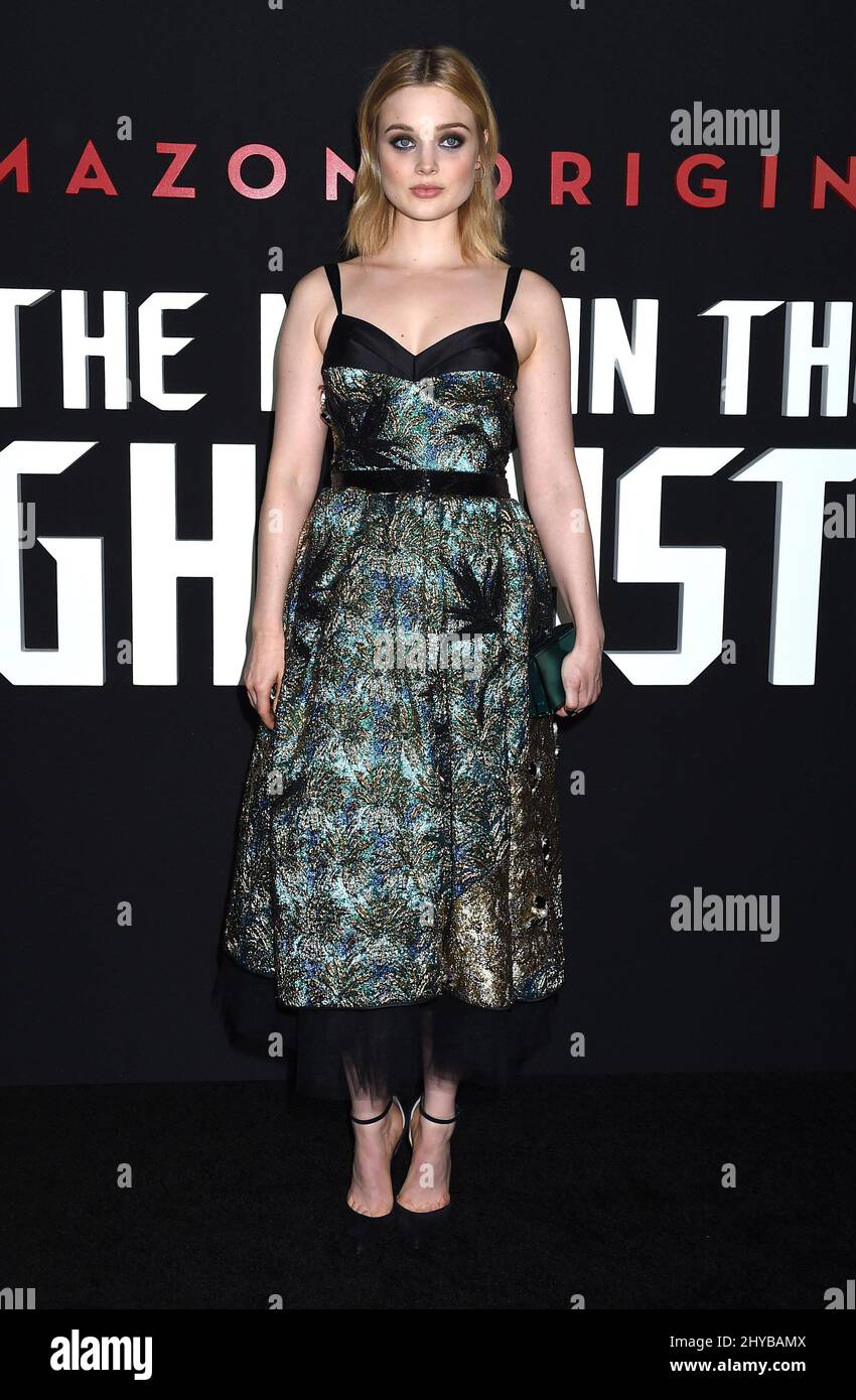 Bella Heathcote nahm an der Premiere von „The man in the High Castle“ von Amazon Teil, die im Pacific Design Center stattfand Stockfoto