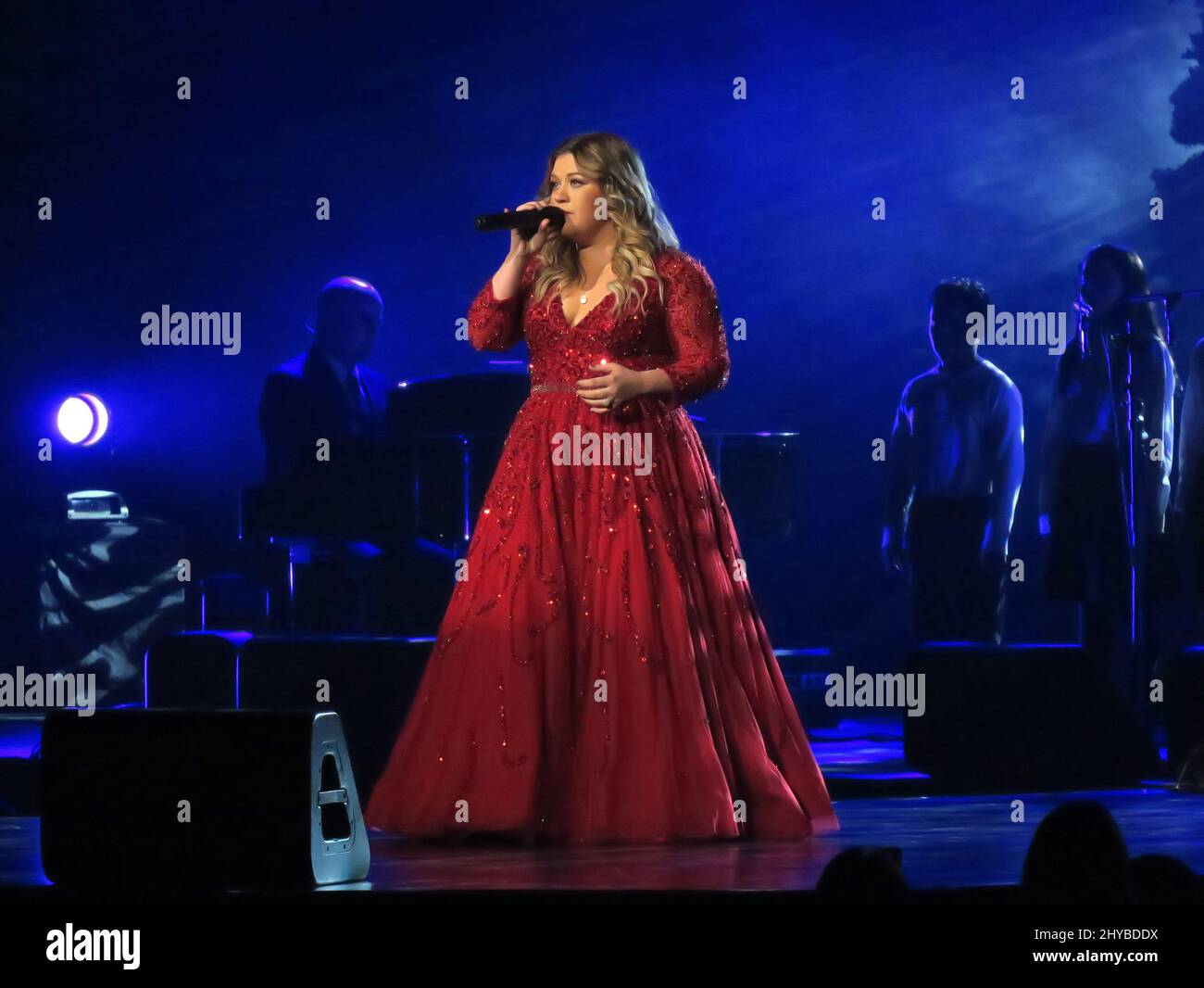 Kelly Clarkson, der während der zweiten Show von Kelly Clarkson „Miracle on Broadway“ auftrat, wird die Erforschung der Alzheimer-Krankheit und der Gedächtnispflege durch Abe's Garden, die Alphabetisierung durch die Nashville Public Library Foundation, die Versorgung der Hungrigen durch Second Harvest Food Bank und die Musikausbildung an der W.O. unterstützen In der Bridgestone Arena wurde die Smith Music School durch Clarksons Fruition Fund mit der Community Foundation of Middle Tennessee abgehalten Stockfoto