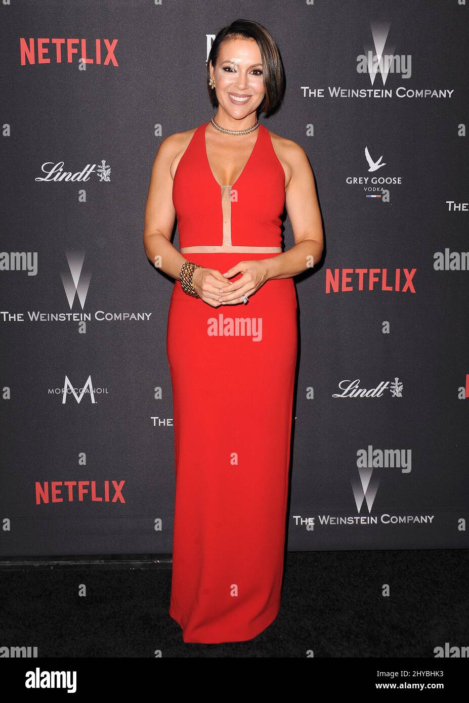 Alyssa Milano bei der Weinstein Company & Netflix 2017 Golden Globes After Party Stockfoto