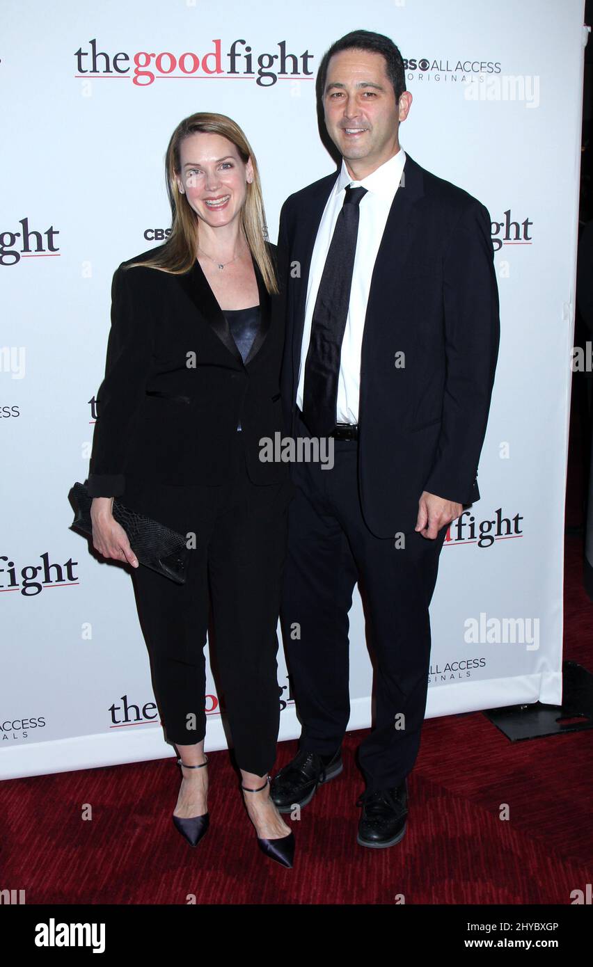 Francie Swift und Ehemann Brad Blumenfeld kommen zur Weltpremiere „The Good Fight“, die am 8. Februar 2017 im Jazz im Lincoln Center, New York, stattfand Stockfoto