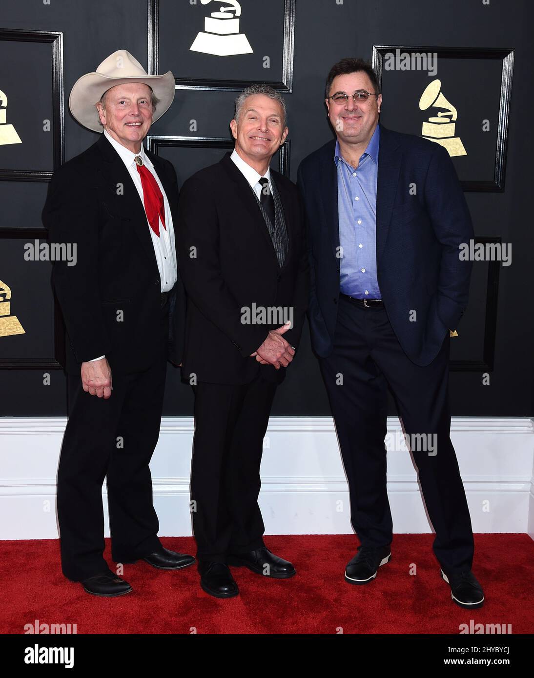 Ranger Doug Green, Vince Gill, Billy Thomas bei den Annual Grammy Awards 59. in Los Angeles Stockfoto