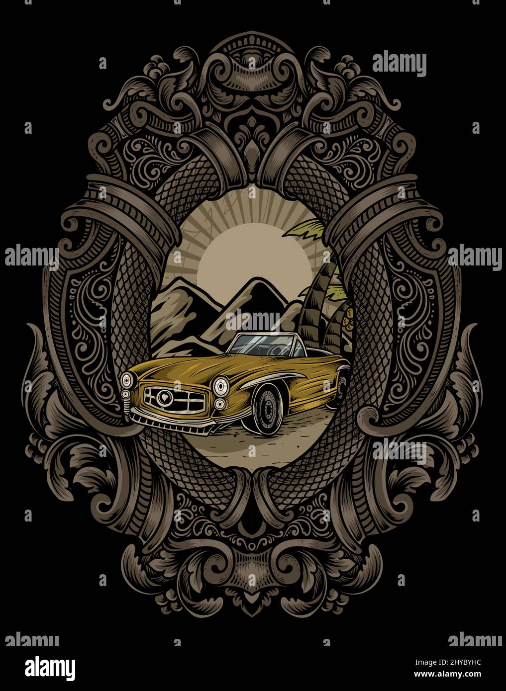 Illustration Oldtimer Retro-Stil Stock Vektor