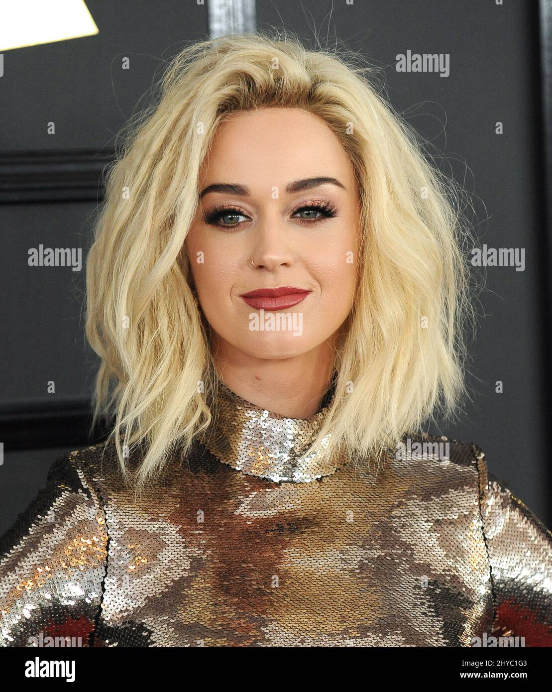 Katy Perry nimmt an den Grammy Awards 59. in Los Angeles Teil Stockfoto