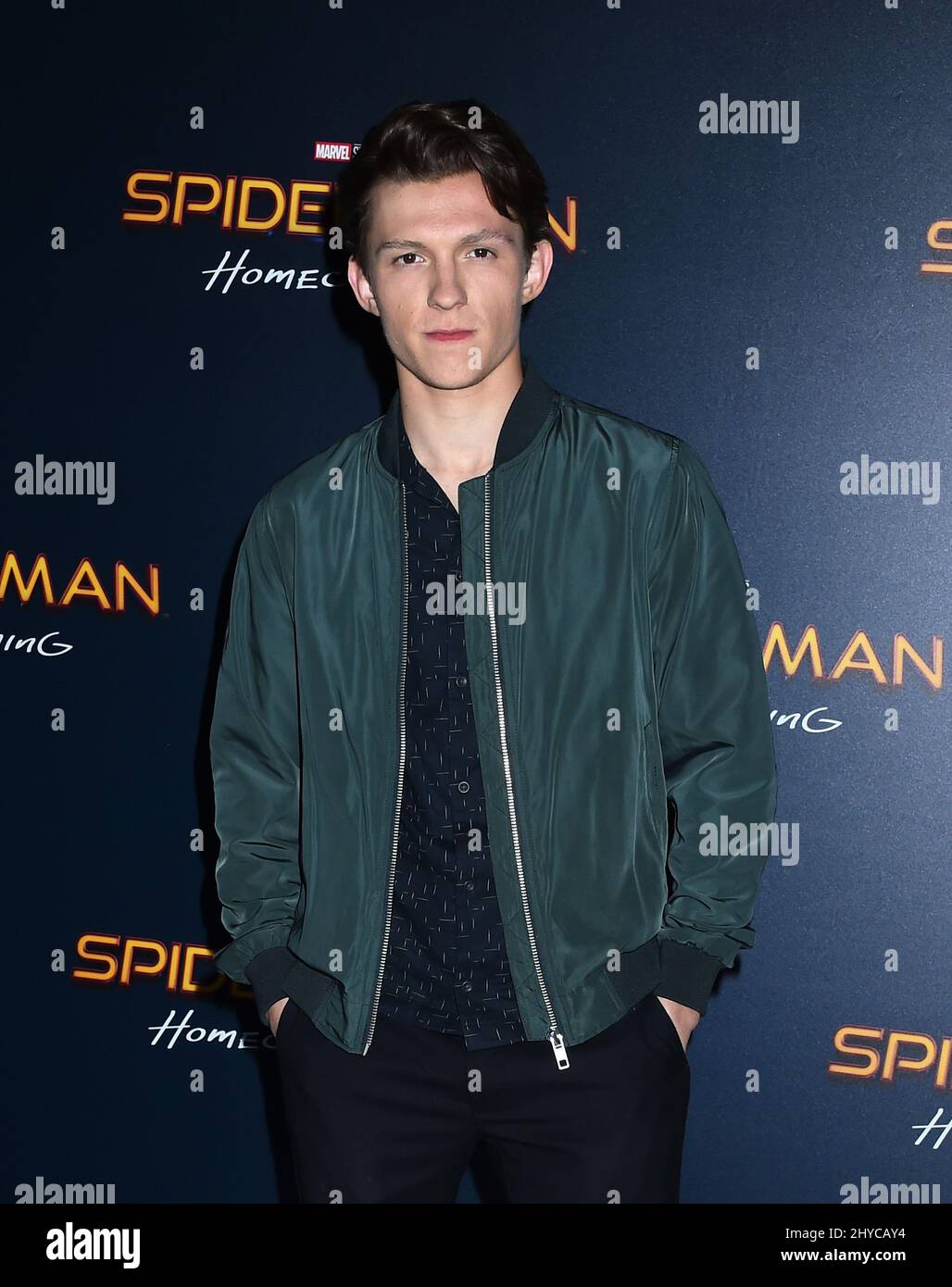 Tom Holland nimmt an einer Fotoschau für Columbia Picturs Spider man: Homecoming auf der CinemaCon 2017 im Caesars Palace in Las Vegas, Nevada, Teil Stockfoto