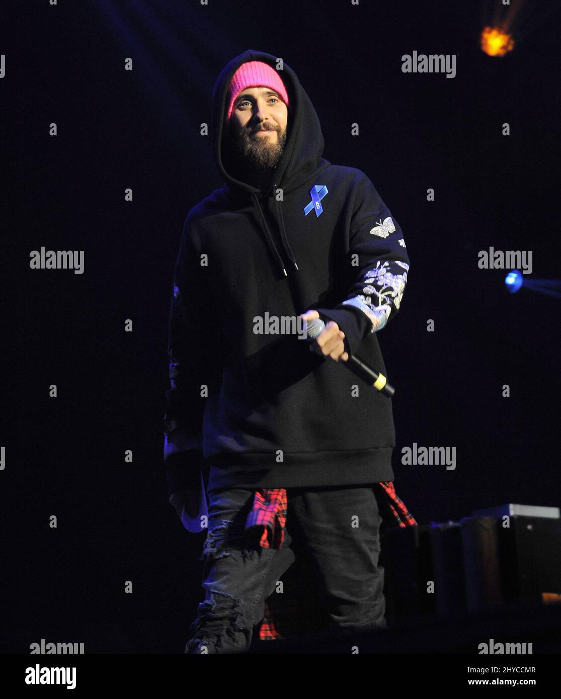 Jared Leto, der am Zedd teilnimmt, präsentiert ein ACLU Benefizkonzert im Stapler Center Stockfoto