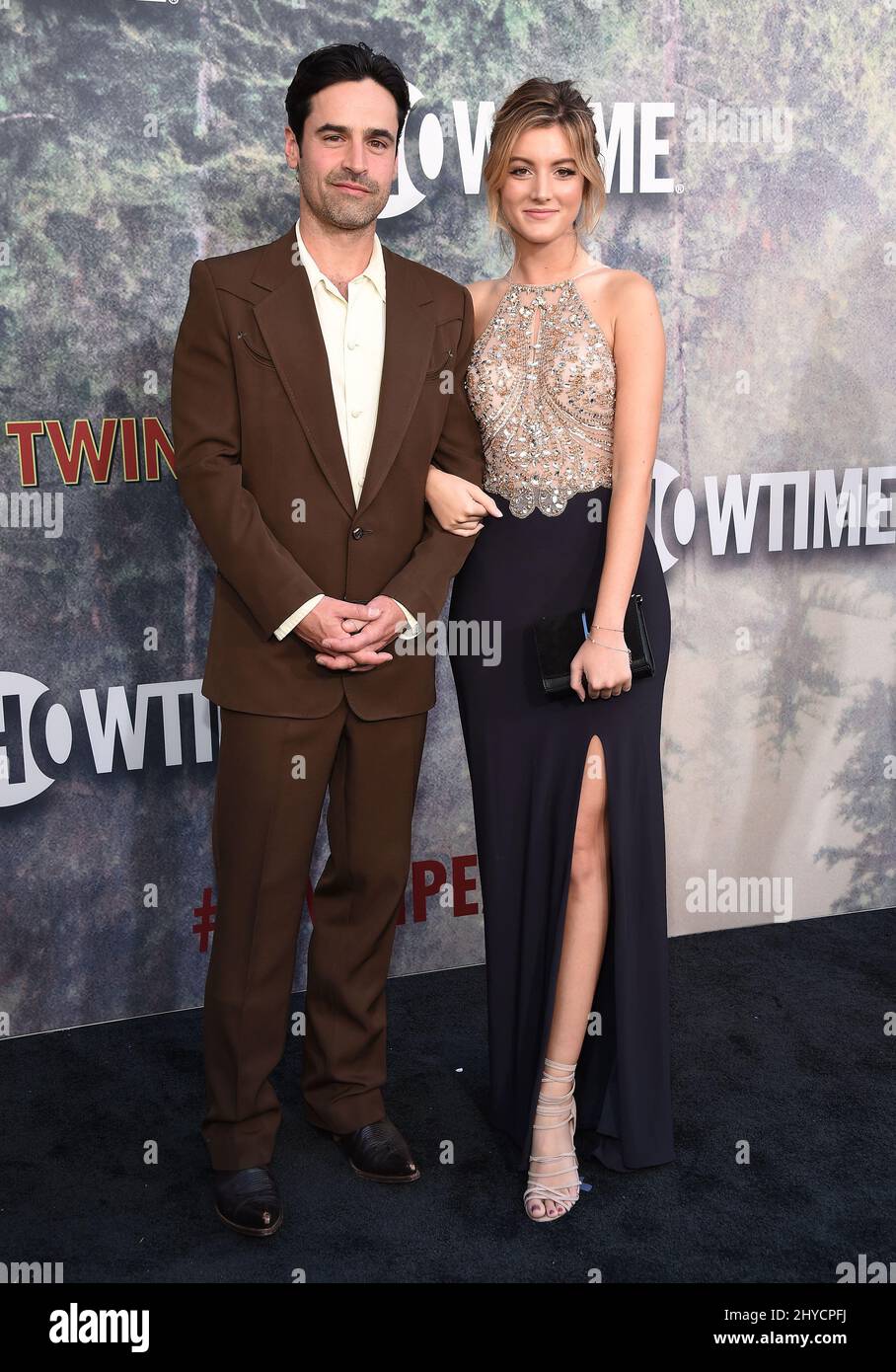 Jesse Bradford und Andrea Leal kommen zu Showtime's Limited Series 'Twin Peaks' Weltpremiere im Ace Hotel in Los Angeles, USA Stockfoto