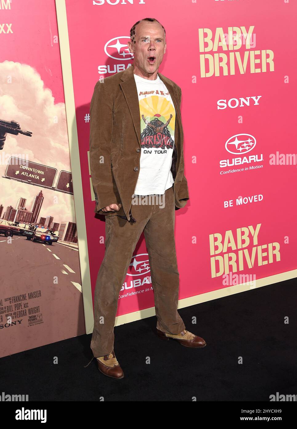 Floh bei der Premiere von „The Baby Driver“ im Ace Hotel Downtown in Los Angeles, USA Stockfoto