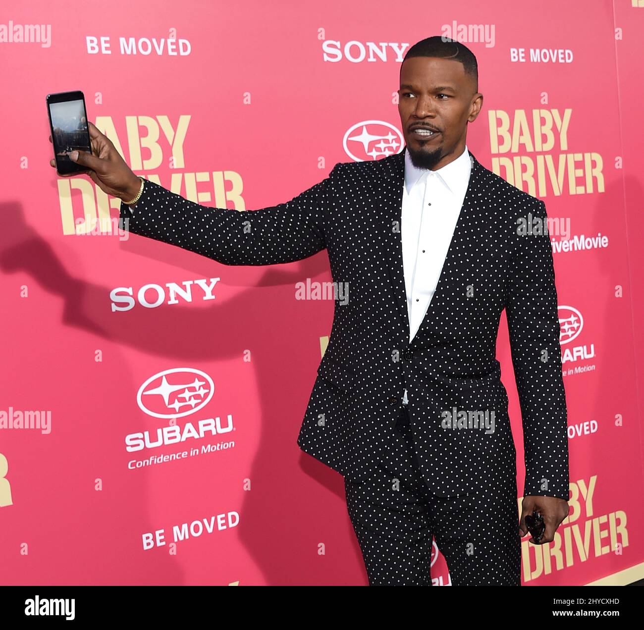 Jamie Foxx bei der Premiere von „The Baby Driver“ im Ace Hotel Downtown in Los Angeles, USA Stockfoto