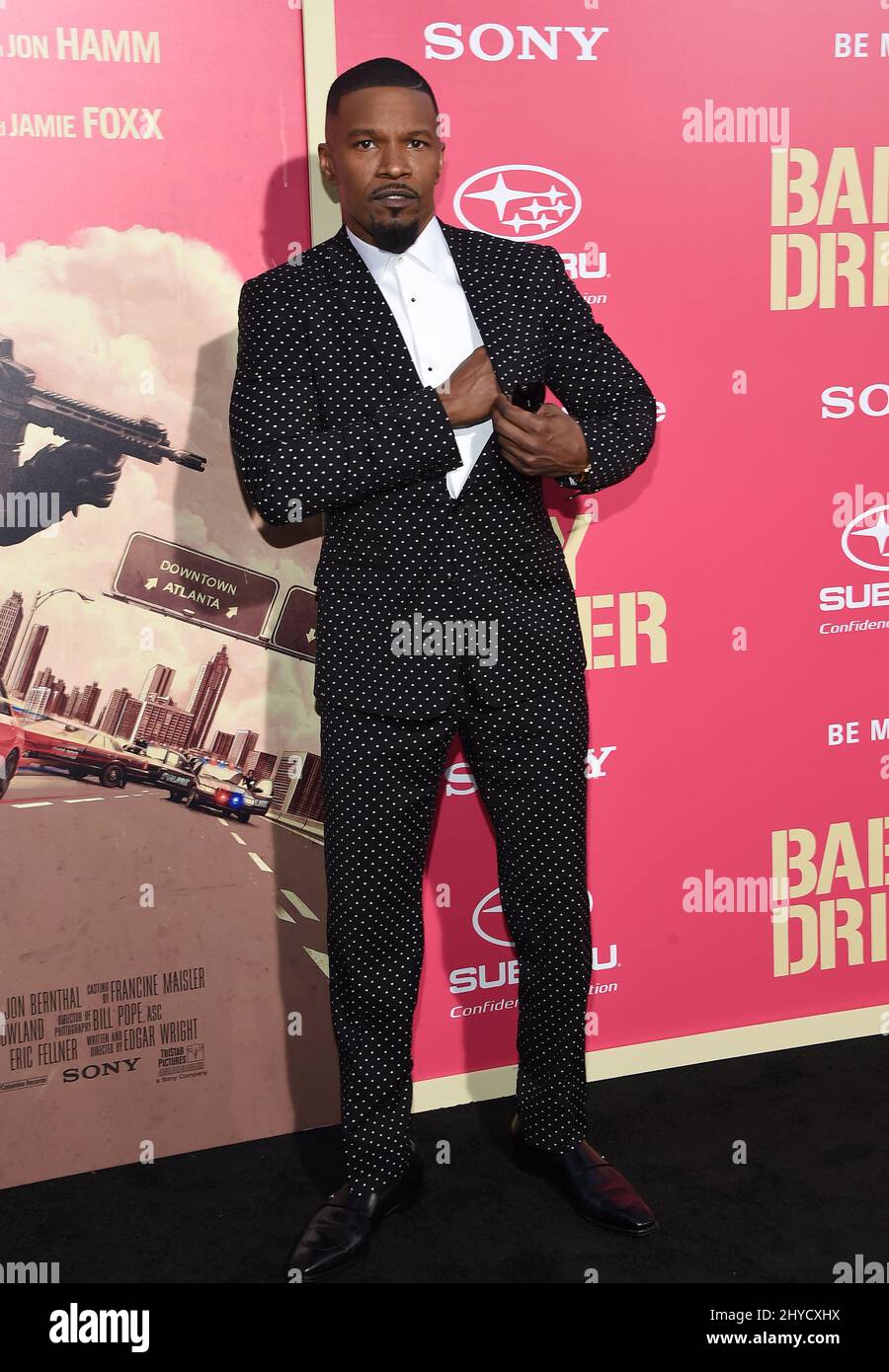 Jamie Foxx bei der Premiere von „The Baby Driver“ im Ace Hotel Downtown in Los Angeles, USA Stockfoto