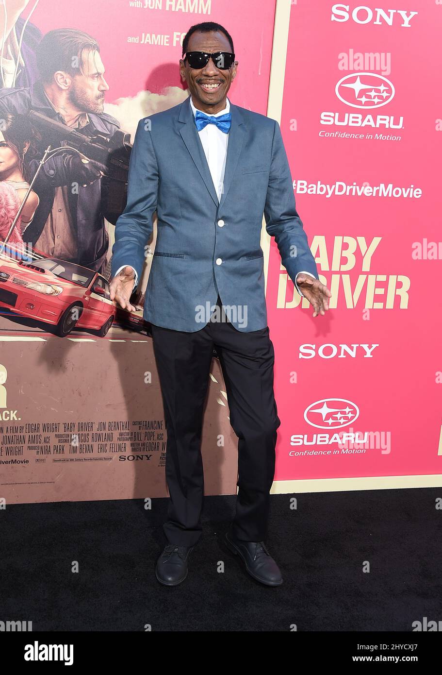 CJ Jones bei der Premiere von „The Baby Driver“ im Ace Hotel Downtown in Los Angeles, USA Stockfoto