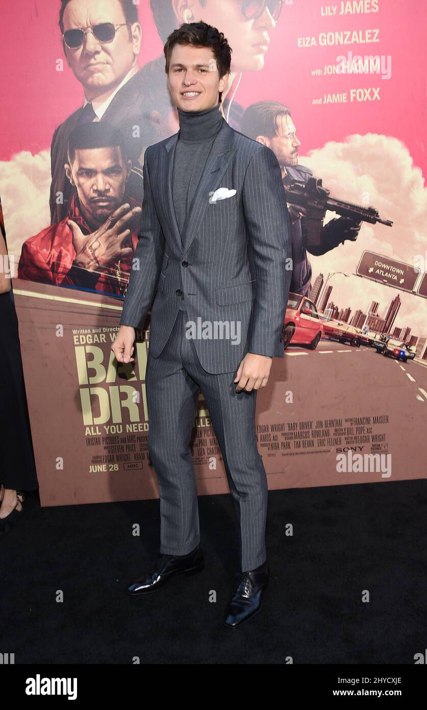 Ansel Elgort bei der Premiere von „The Baby Driver“ im Ace Hotel Downtown in Los Angeles, USA Stockfoto