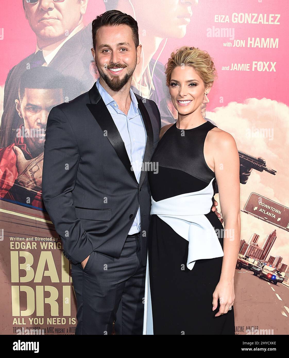 Ashley Greene und Paul Khoury bei der Premiere von „The Baby Driver“ im Ace Hotel Downtown in Los Angeles, USA Stockfoto