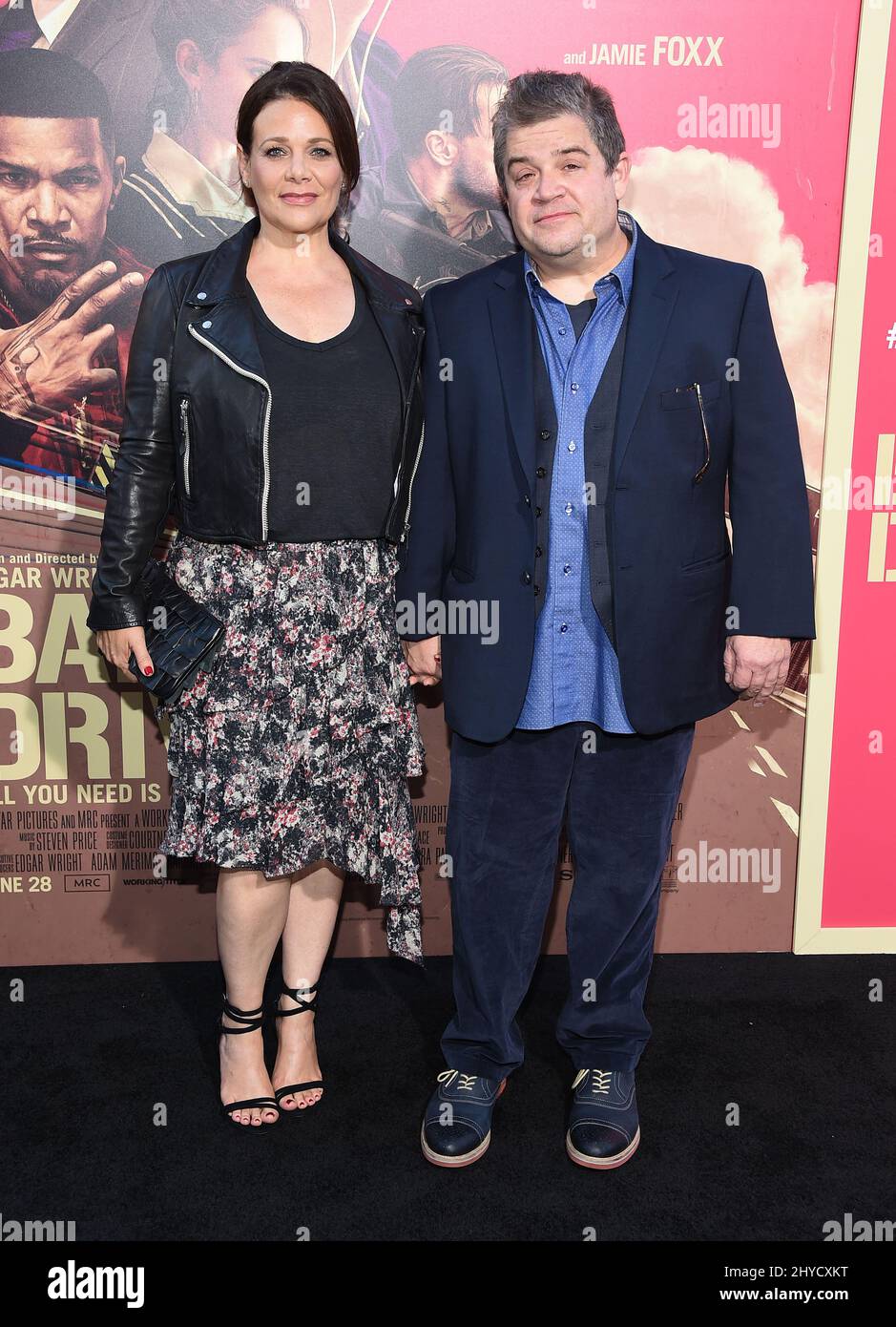 Meredith Salenger und Patton Oswalt bei der Premiere von „The Baby Driver“ im Ace Hotel Downtown in Los Angeles, USA Stockfoto