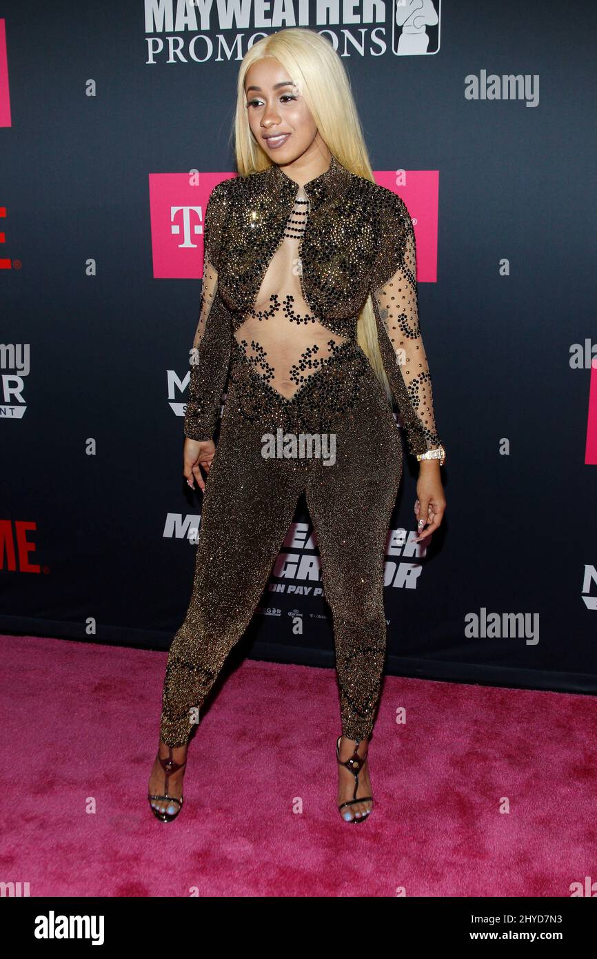 Cardi B kommt zur Showtime's Mayweather vs. McGregor Pre-Event VIP Party Red Carpet in der T-Mobile Arena, Las Vegas Stockfoto