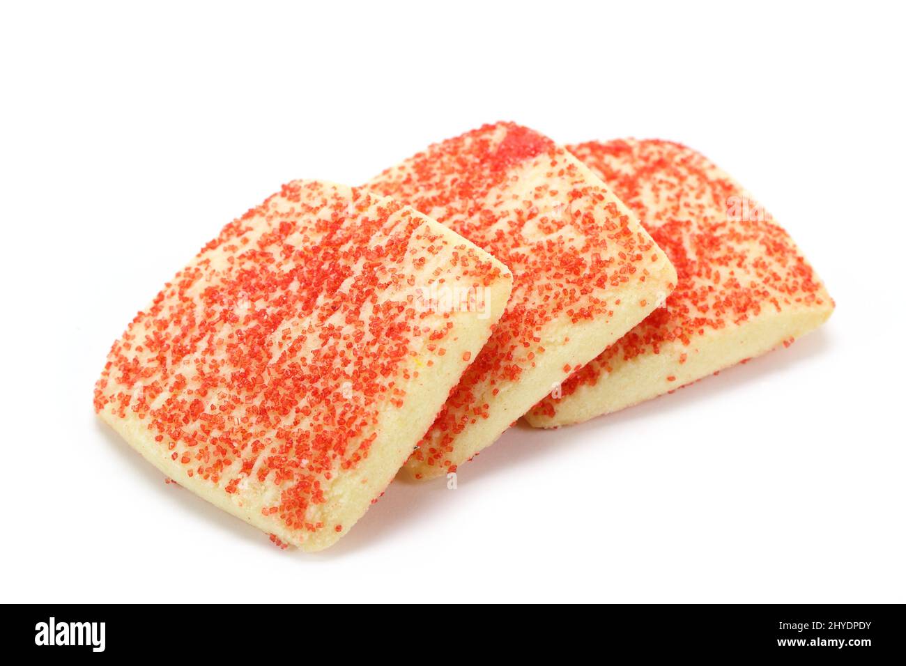 Milchkekse auf weißem Hintergrund Stockfoto