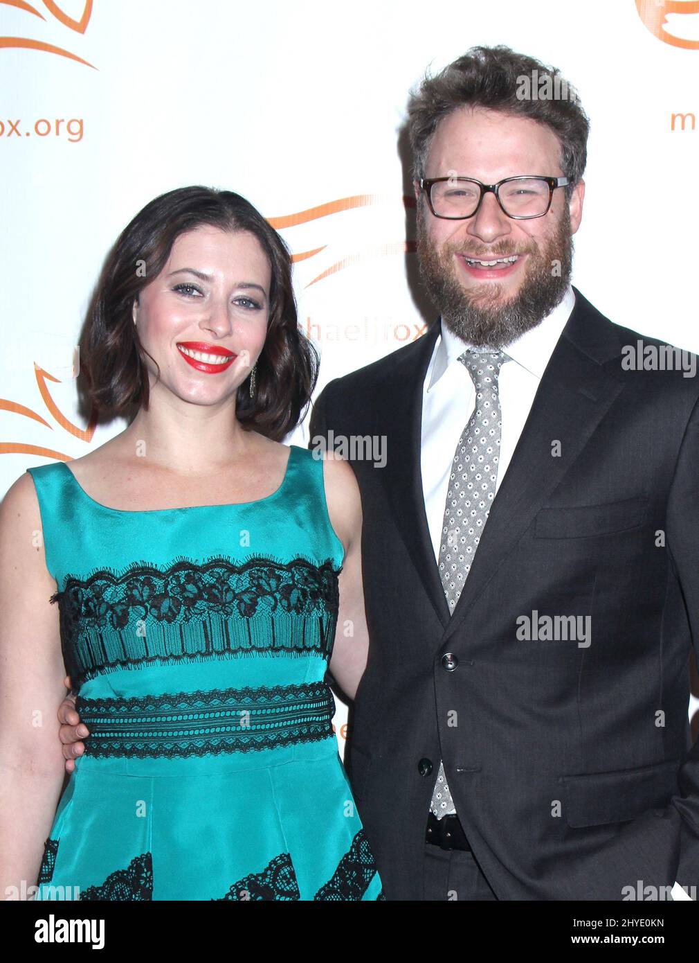 Seth Rogan & Lauren Miller kommen für die „A Funny Thing Happened on the Way to Cure Parkinson“-Leistung, die am 11. November 2017 im Hilton New York stattfand Stockfoto