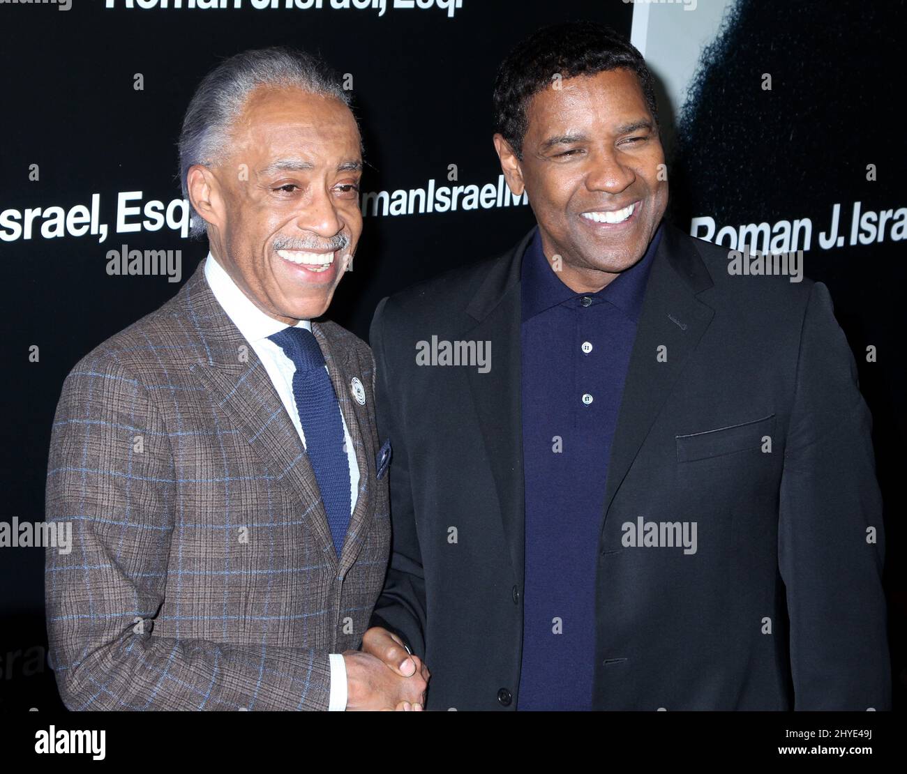 Al Sharpton & Denzel Washington bei der Roman J. Israel, Esq. Vorführung in New York im Henry R. Luce Auditorium Stockfoto