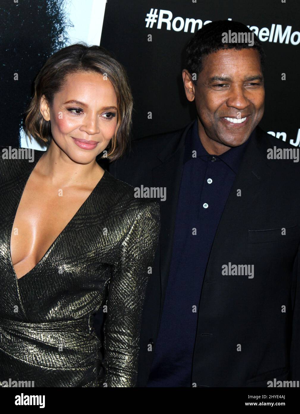 Carmen Jogo & Denzel Washington bei der Vorführung von Roman J. Israel, Esq. In New York im Henry R. Luce Auditorium Stockfoto