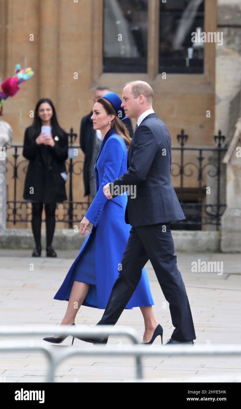 London, Großbritannien, 14.. März 2022. Der Herzog und die Herzogin von Cambridge William und Kate kommen zum Commonwealth Day Service. Quelle: Uwe Deffner / Alamy Live News Stockfoto
